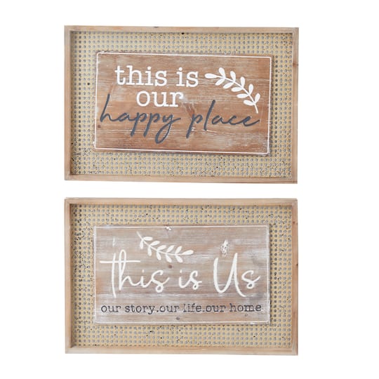 Set of 2 Brown Wood Farmhouse Wall Decor 24", 16"